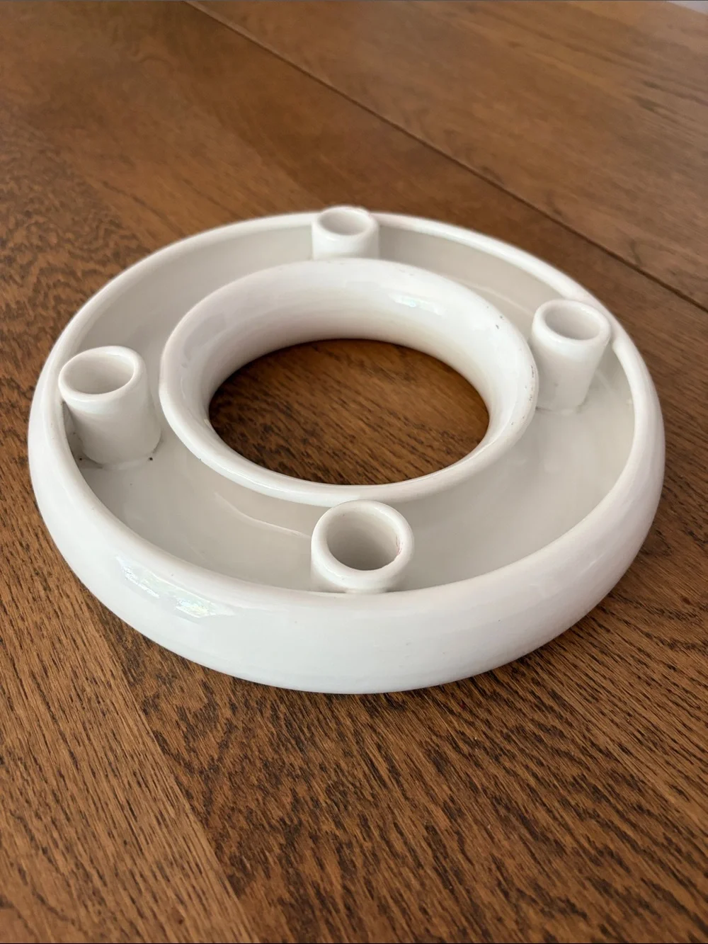 White Ceramic Round Nordic Advent Candle Holder